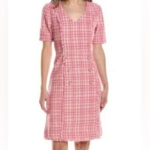 NWOT Nanette Lepore Pink Tweed Midi Dress